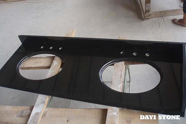 Black Granite Stone Vanitytop Shanxi Double hole Top and front Ogee edge